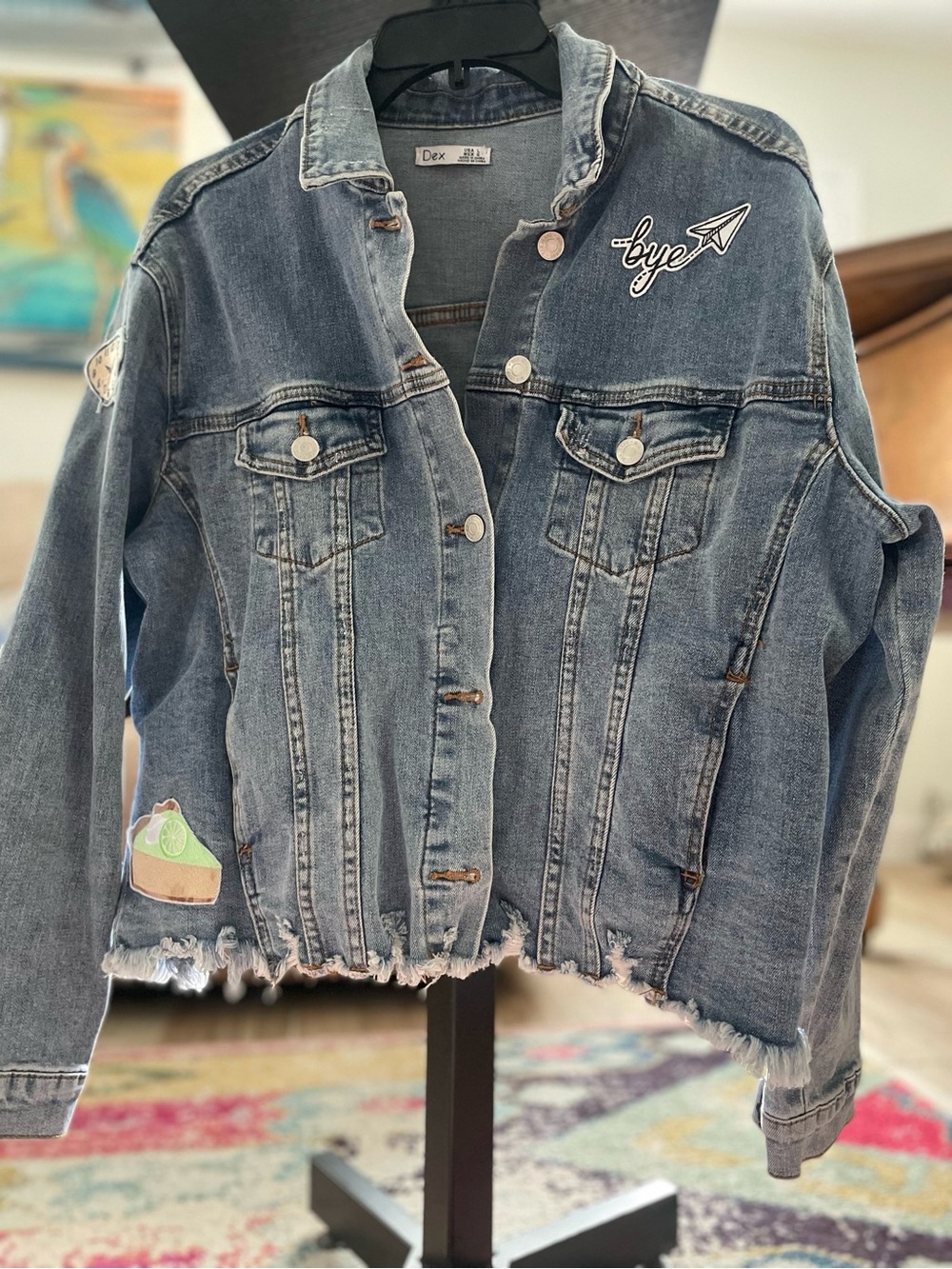 Dex Blue Denim Jacket with Patch Accents